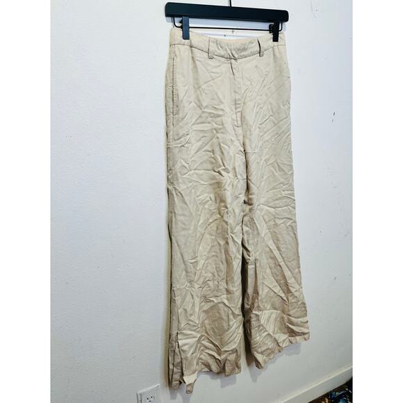 Anine Bing Women's Off-White Wide-Leg Front Zipper Lyra Trousers Pants Size 34 - Picture 12 of 16